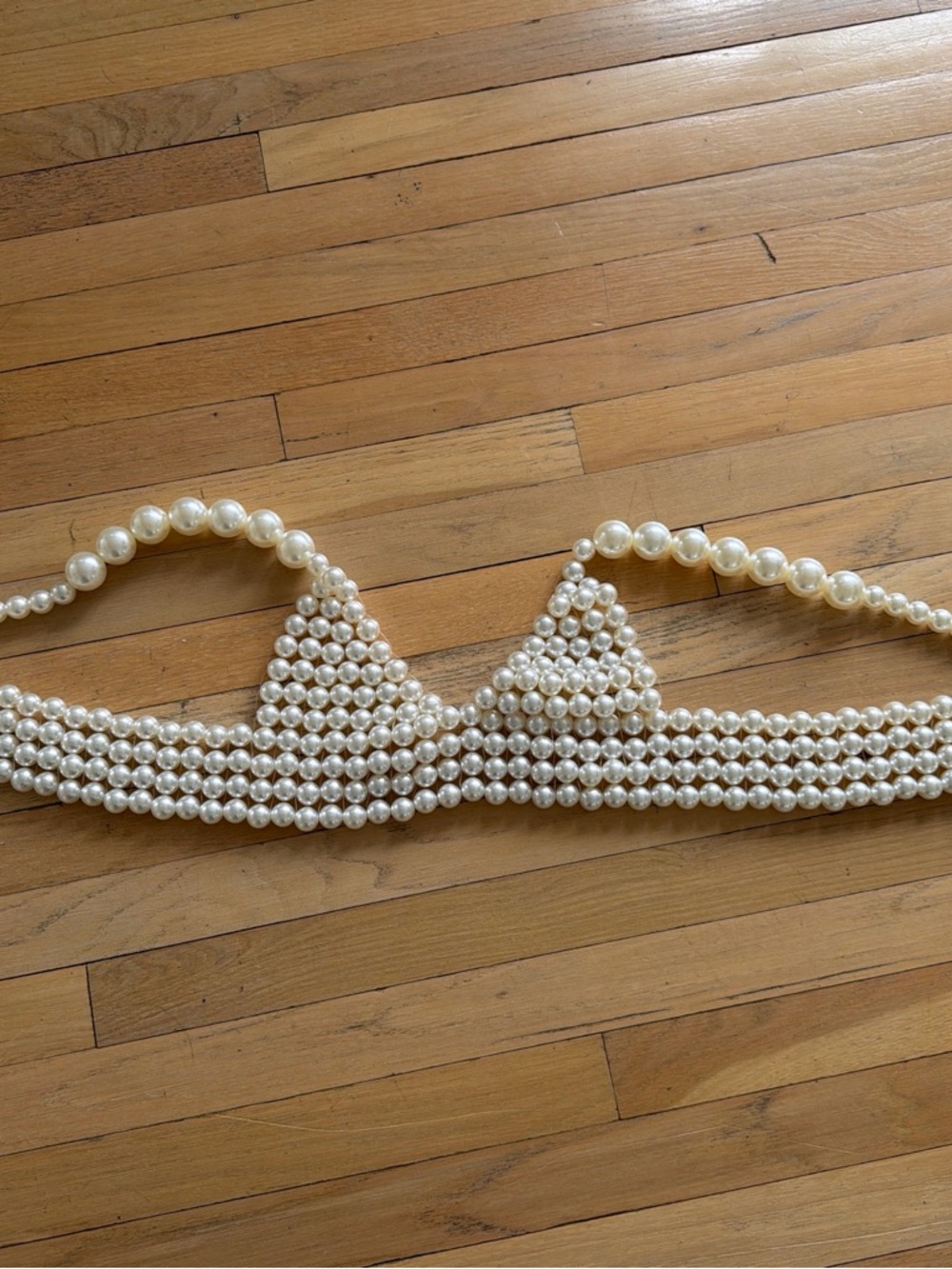 Pearl Beaded Bralette Top - Cream